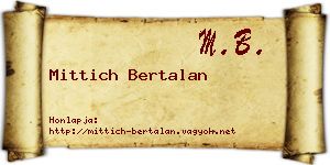 Mittich Bertalan névjegykártya